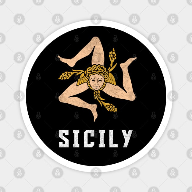 Sicily / Vintage Style Flag Design Magnet by DankFutura